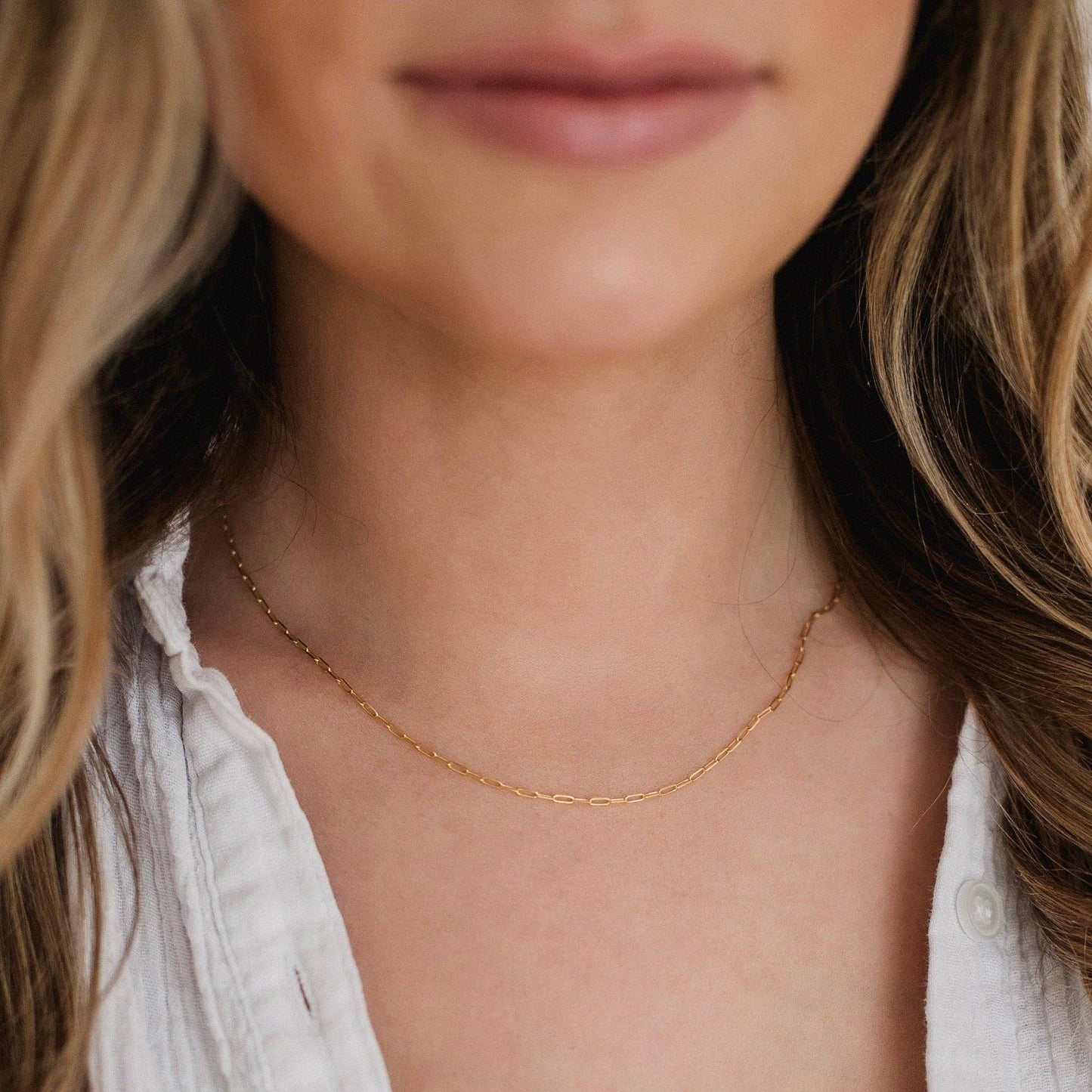 Charlotte Solid Gold Paperclip Chain: 18"