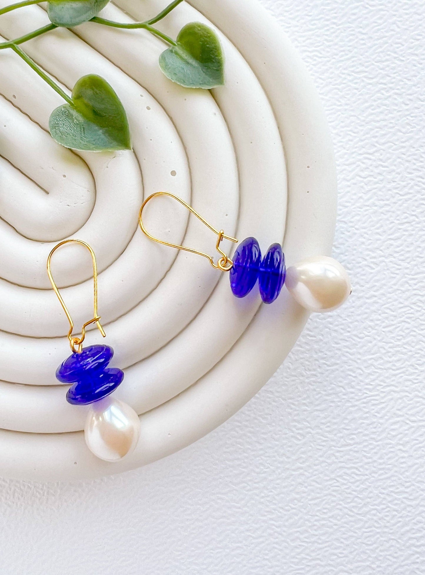 Blue Disc Earrings | Glass Bead Earrings