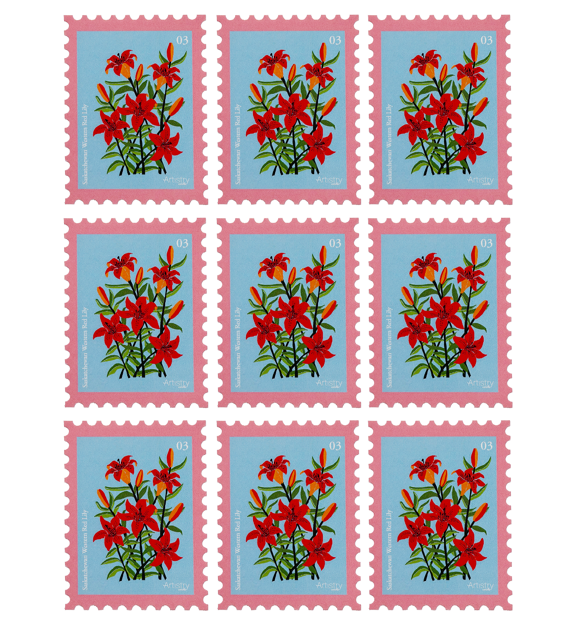Western Red Lily Stamp Sticker – Saskatchewan Canada