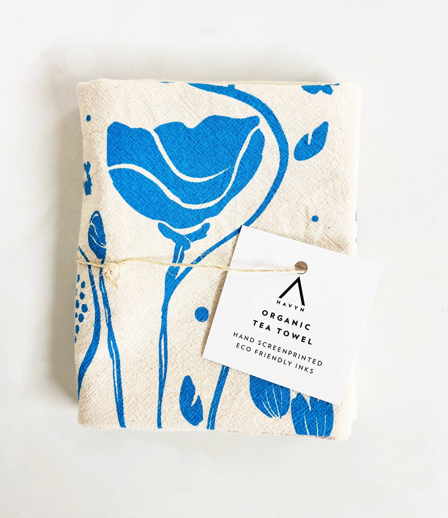 Mack Flowers Organic Tea Towel Blue - 20x24