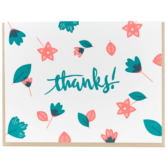 Card: Thanks Calligraphy Floral: Single Card