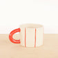 Short Ceramic Coffee Mug - Stripes: Poppy