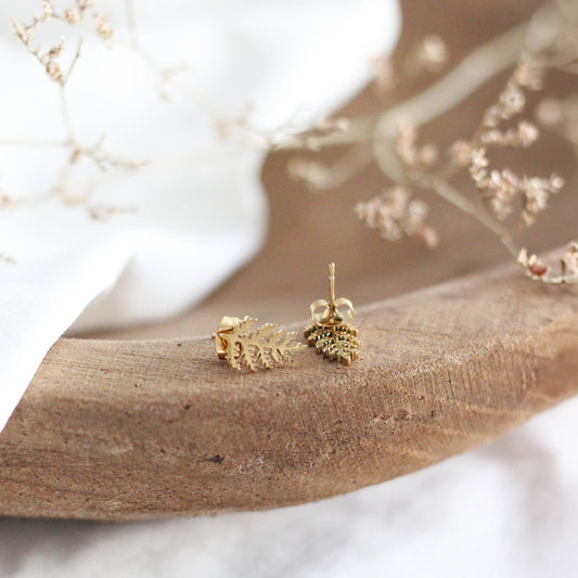 Mini Fern Earrings (Gold)