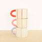 Short Ceramic Coffee Mug - Stripes: Bubblegum