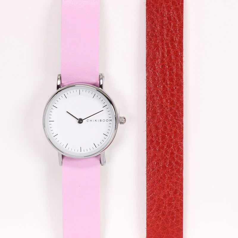 Stainless Steel Watch Duo Pink/Red
