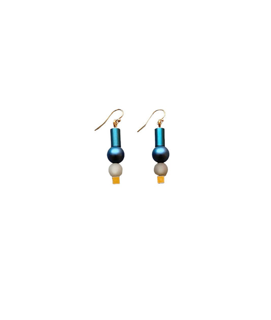 Aluminum Tube earrings: Denim
