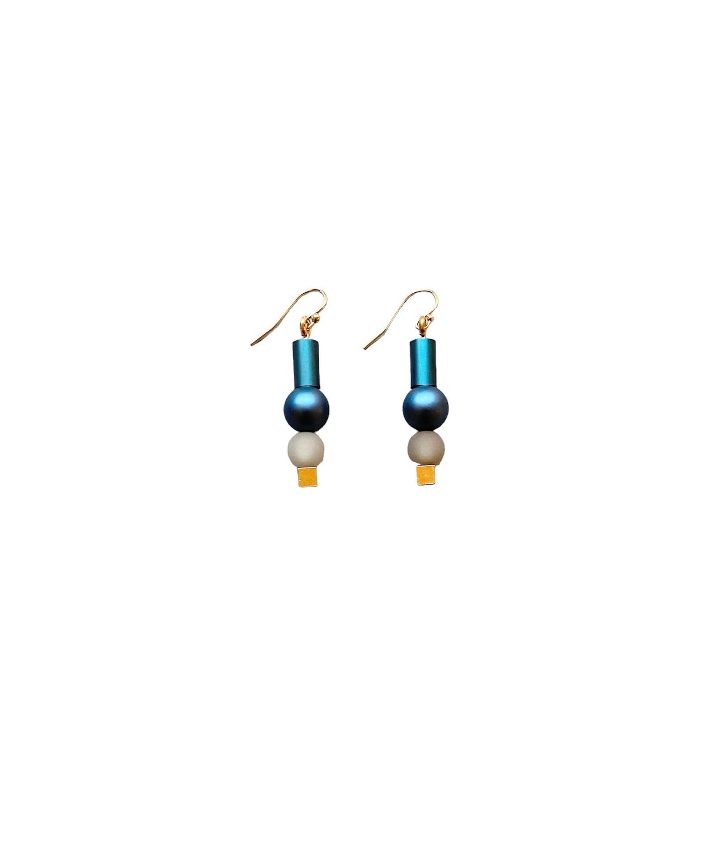 Aluminum Tube earrings: Denim