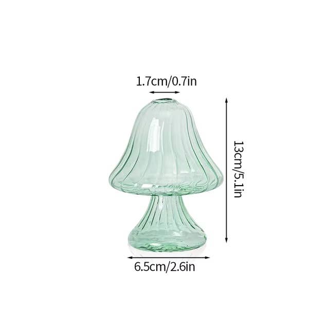 Orange and Green Mini Glass Mushroom Bud Vase: Green