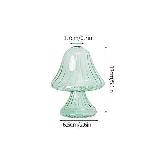 Orange and Green Mini Glass Mushroom Bud Vase: Green