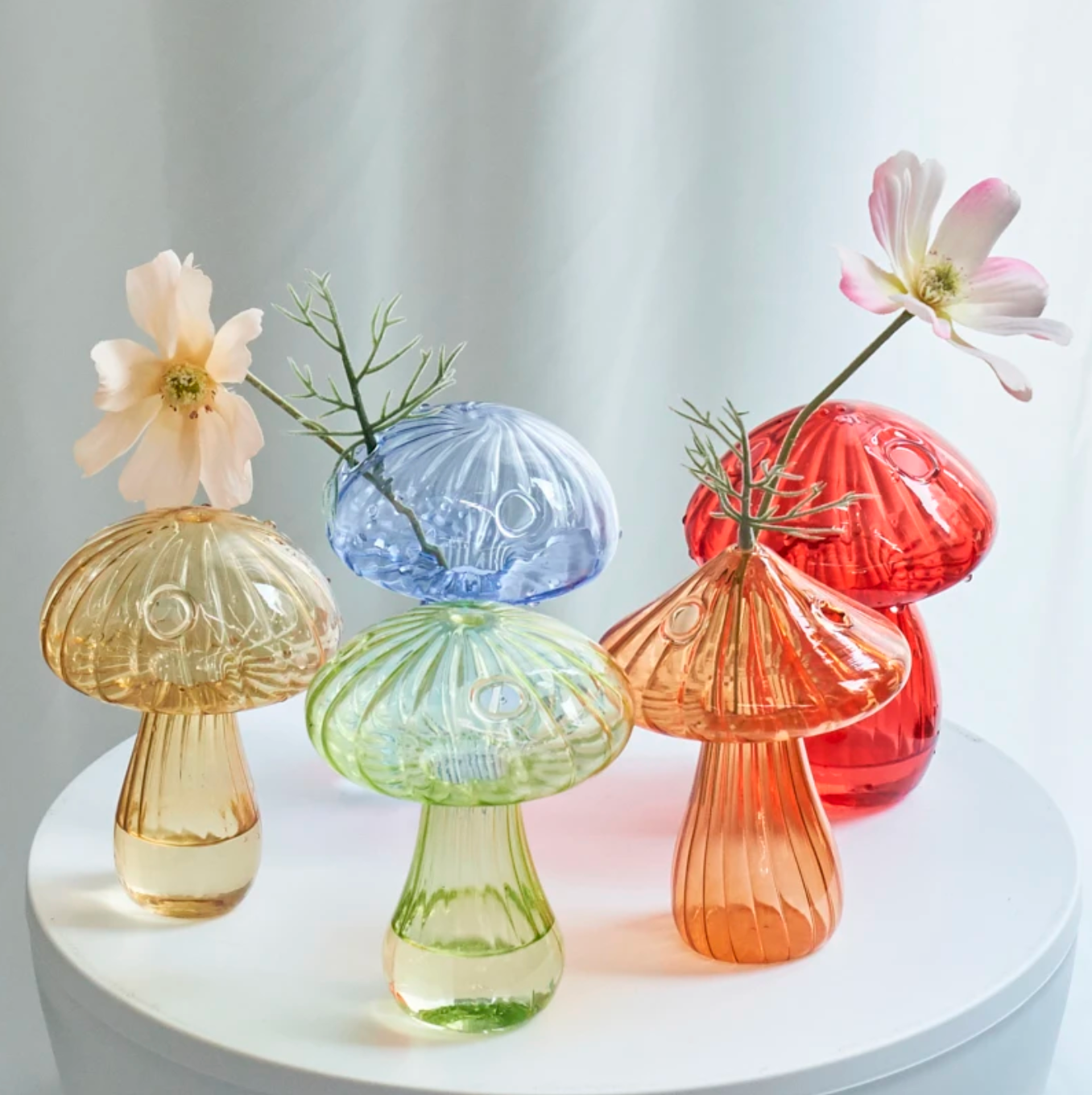 Mini Glass Mushroom Bud Vase: Purple