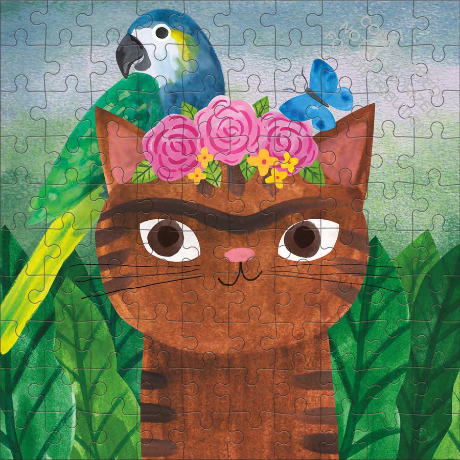 Frida Catlo Artsy Cats 100 Piece Puzzle Tin