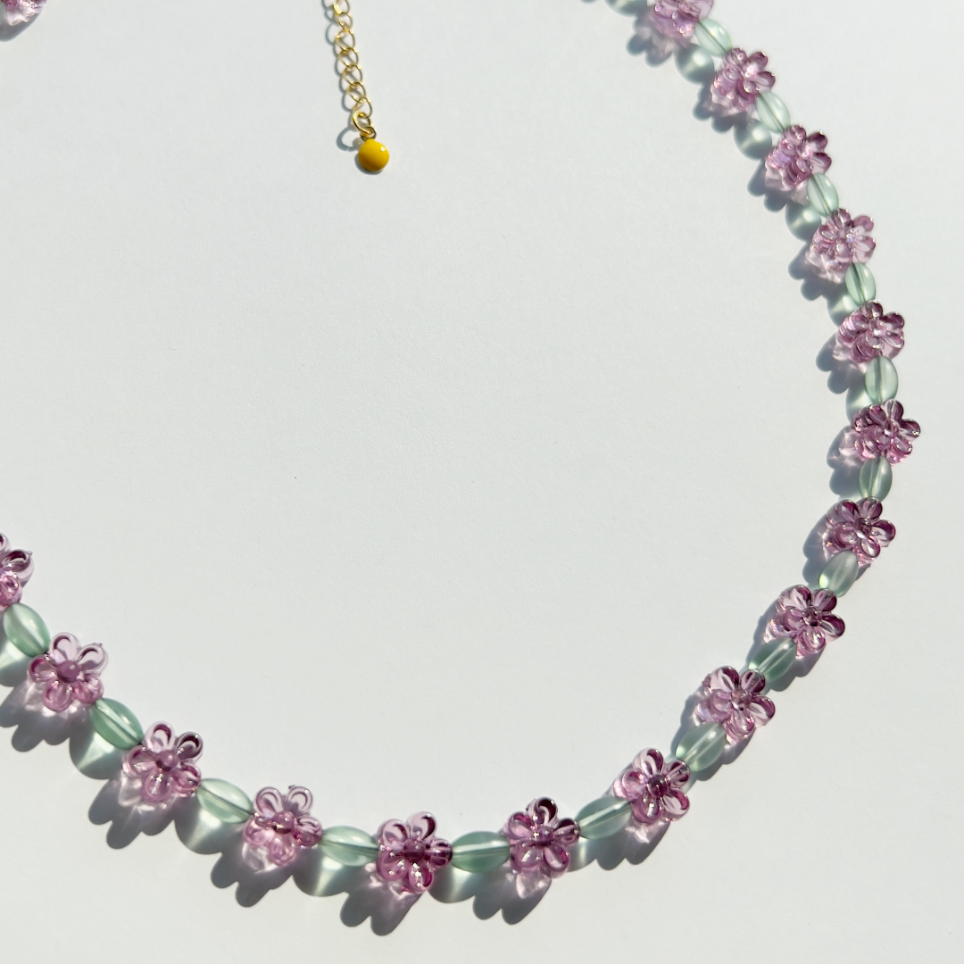 The Purple Flower Necklace | Beaded Necklace