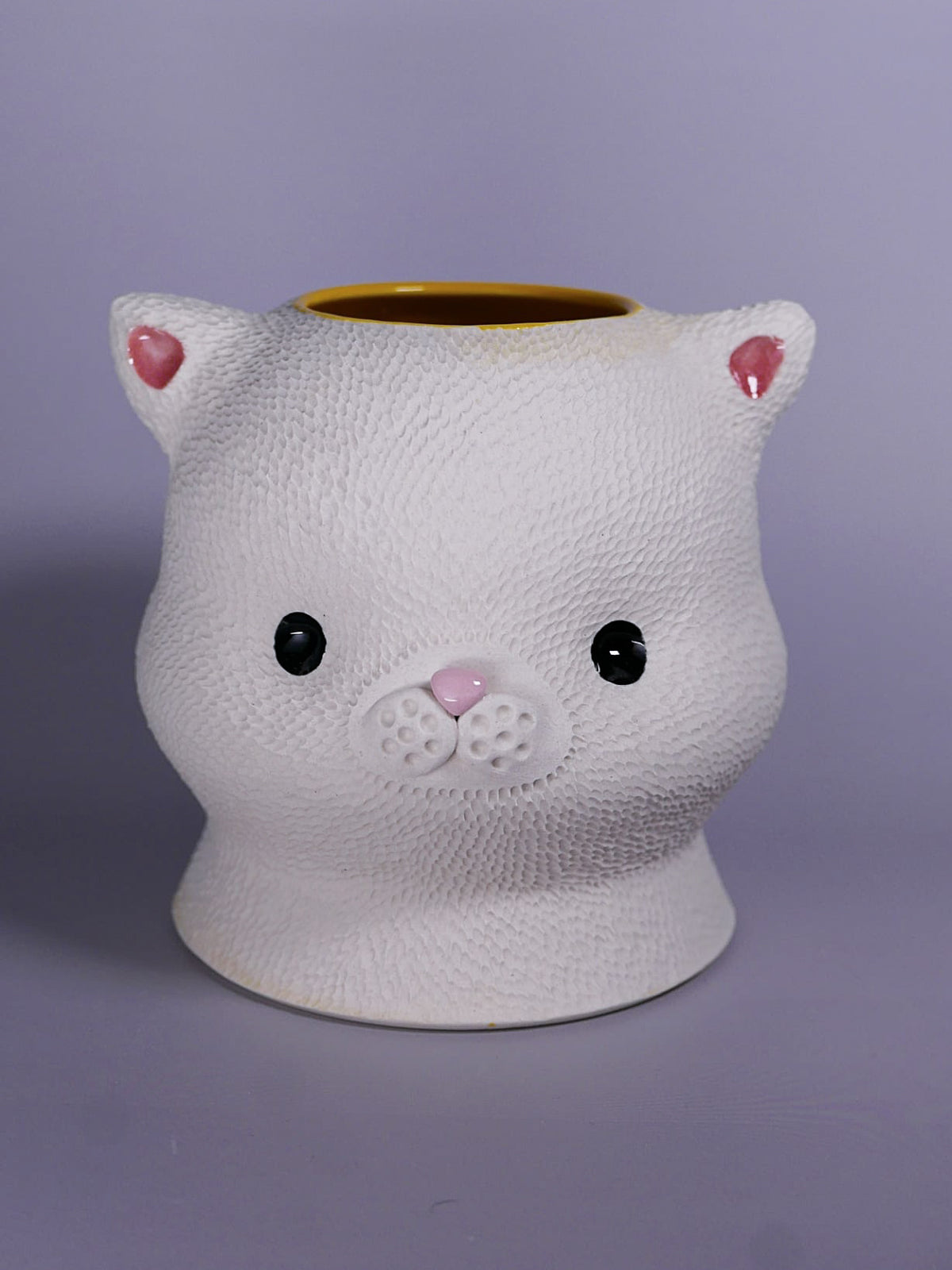 Big Cat Head Vase - Yellow Interior