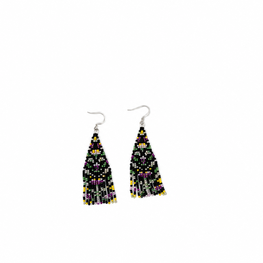 Quilted Floral Fringe Earrings