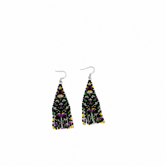 Quilted Floral Fringe Earrings