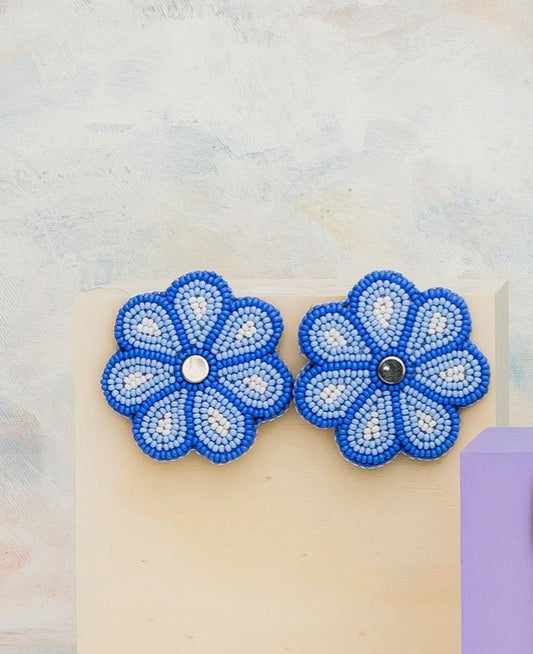Baby Blue Beaded Earrings