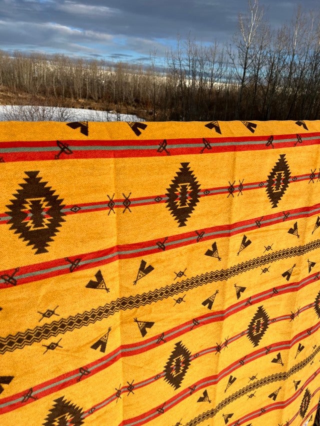 Buffalo Cross Teepee Throw Mustard