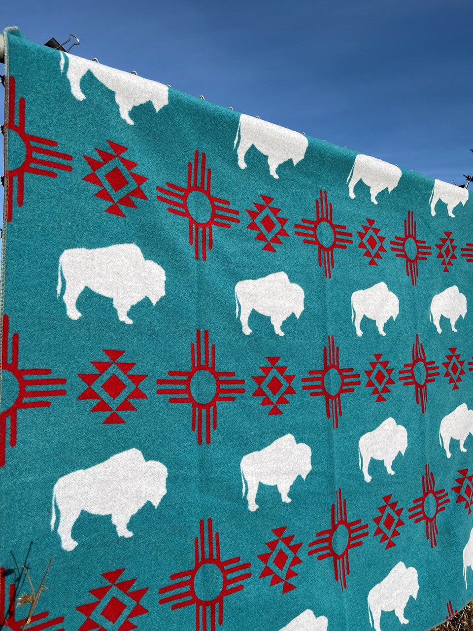 Buffalo Turquoise & Red Throw