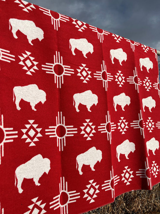 Buffalo Red & White Blanket