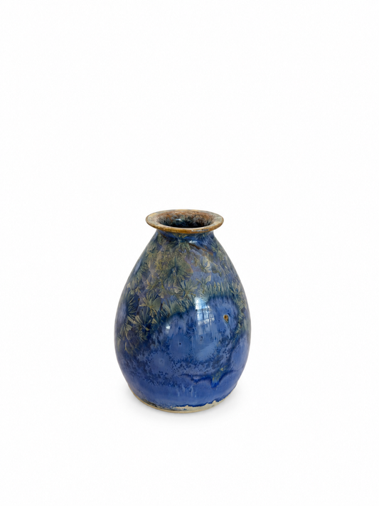 Vase Small Medium Radiating Greenish Yellowish Crystals