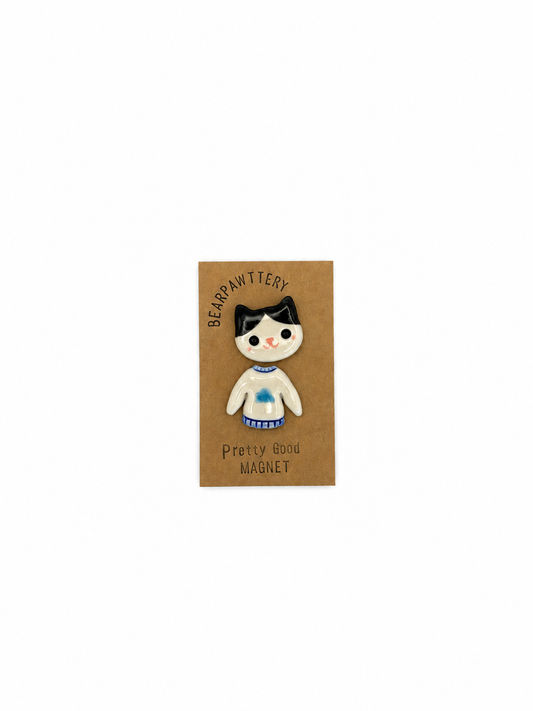 Bear Pawttery Cat & Sweater Magnet Set
