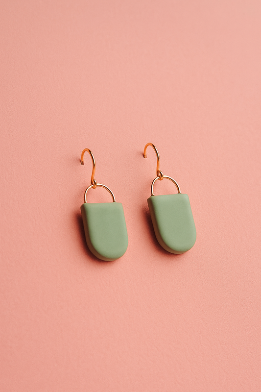 Clay Rose Long Oval Dangle