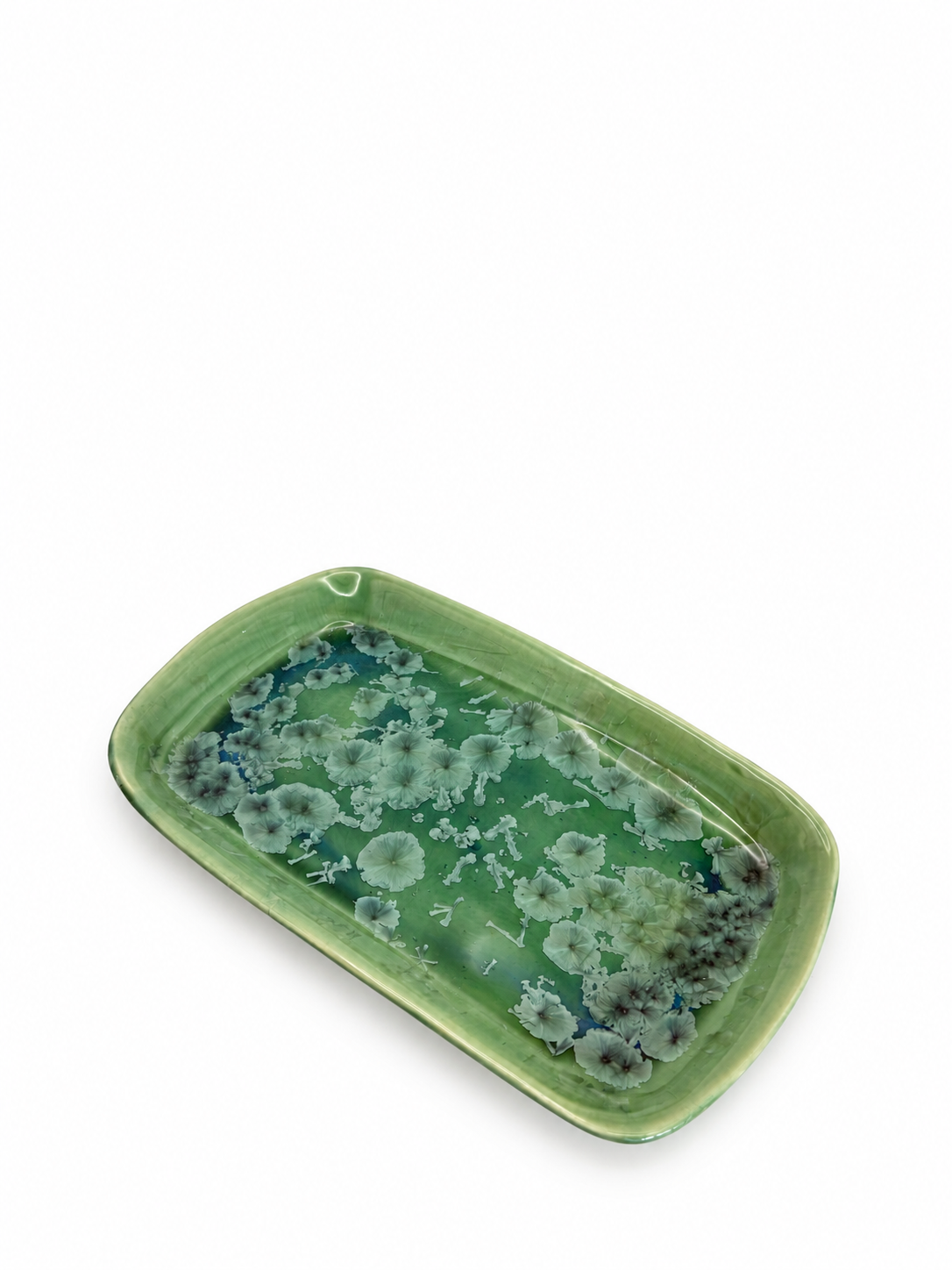 Plate Rectangular Medium Large Green Crystals