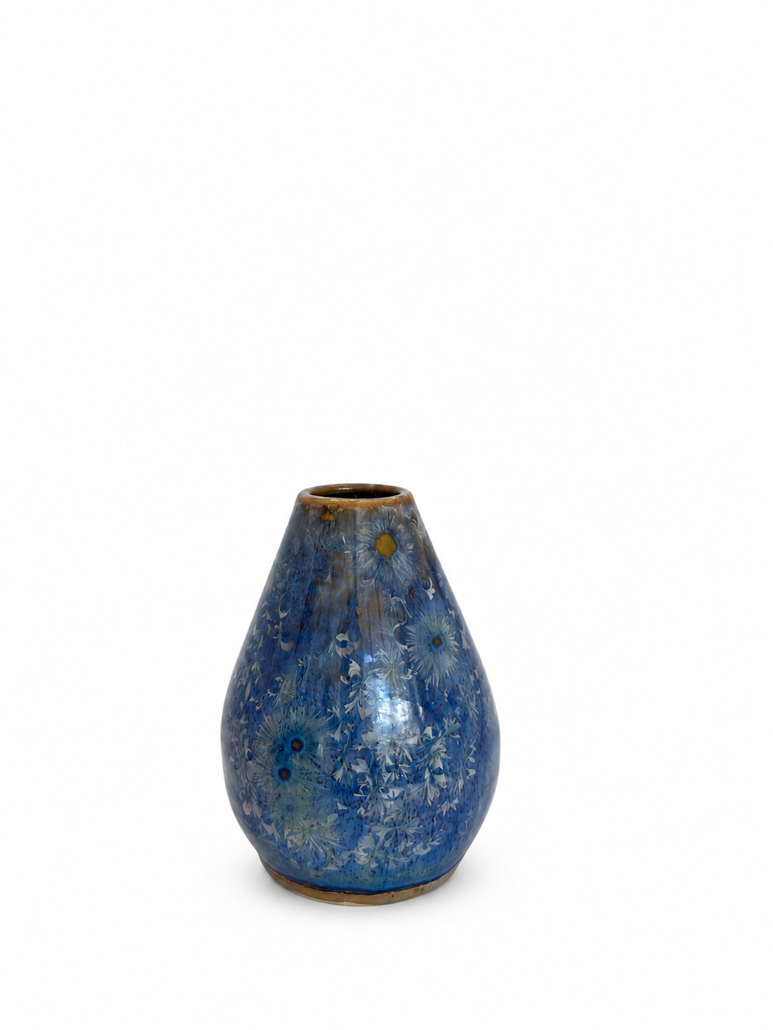 Vase Medium Brown Nucleus Blue Rim
