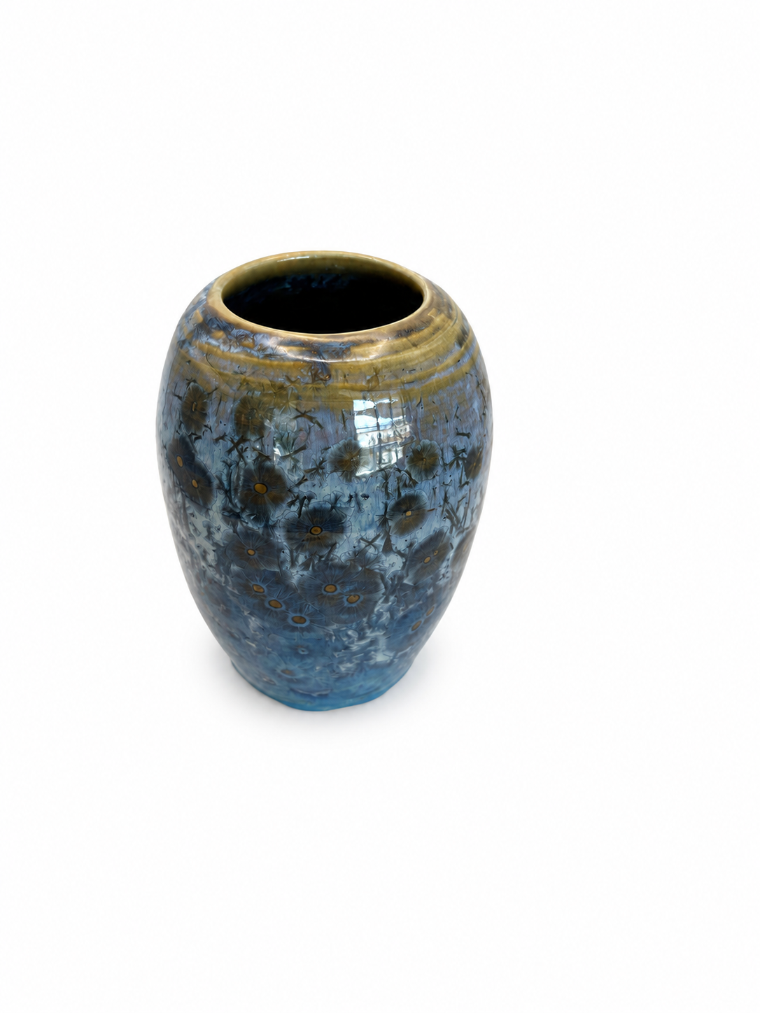 Vase Medium Large Blue Green Crystals