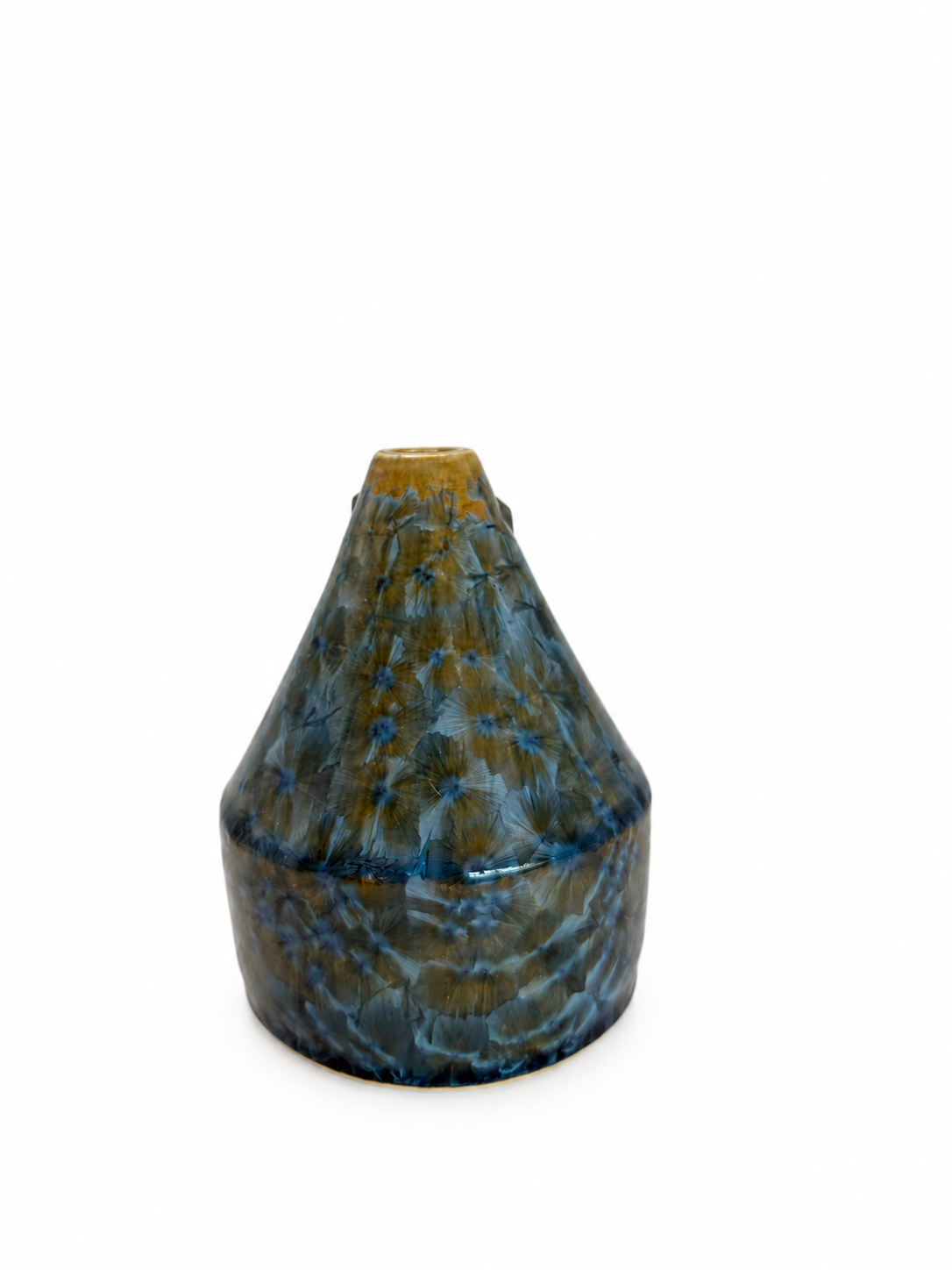 Vase Bluish Radiating Yellow Stripes