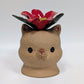 Flowery Brown Cat Sculpture