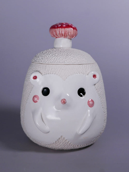 Hedgehog Jar with Mushroom handle - Medium