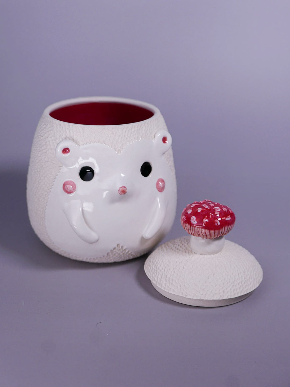Hedgehog Jar with Mushroom handle - Medium