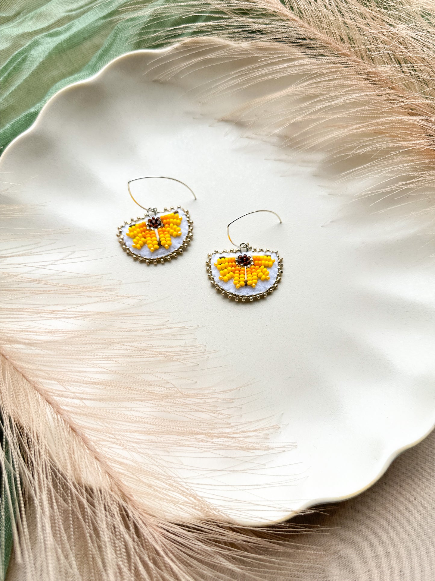 Mini Sunflower Rays - Silver Earrings