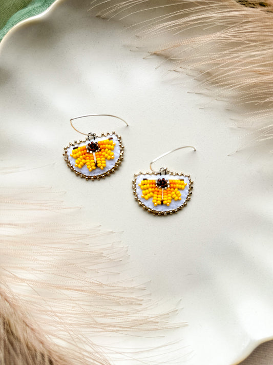 Mini Sunflower Rays - Silver Earrings