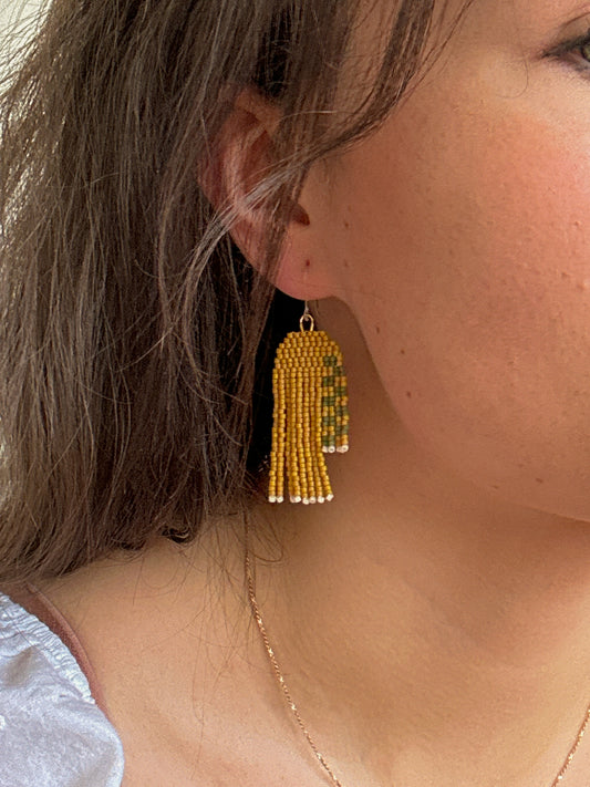Checkered Fringe Earrings