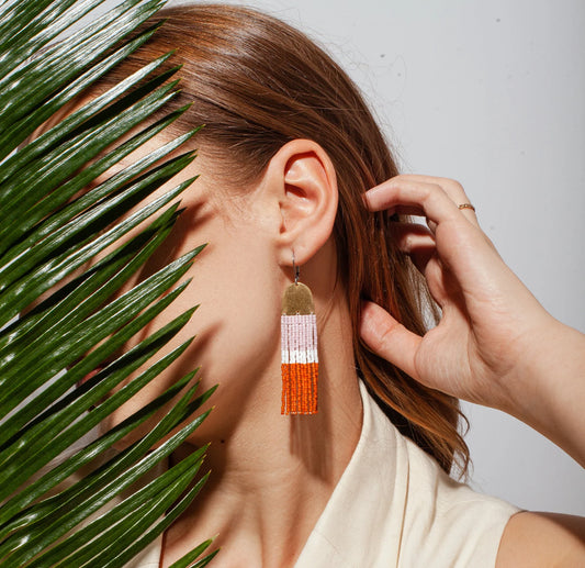 Colourblock Lavender Burnt Orange Earrings
