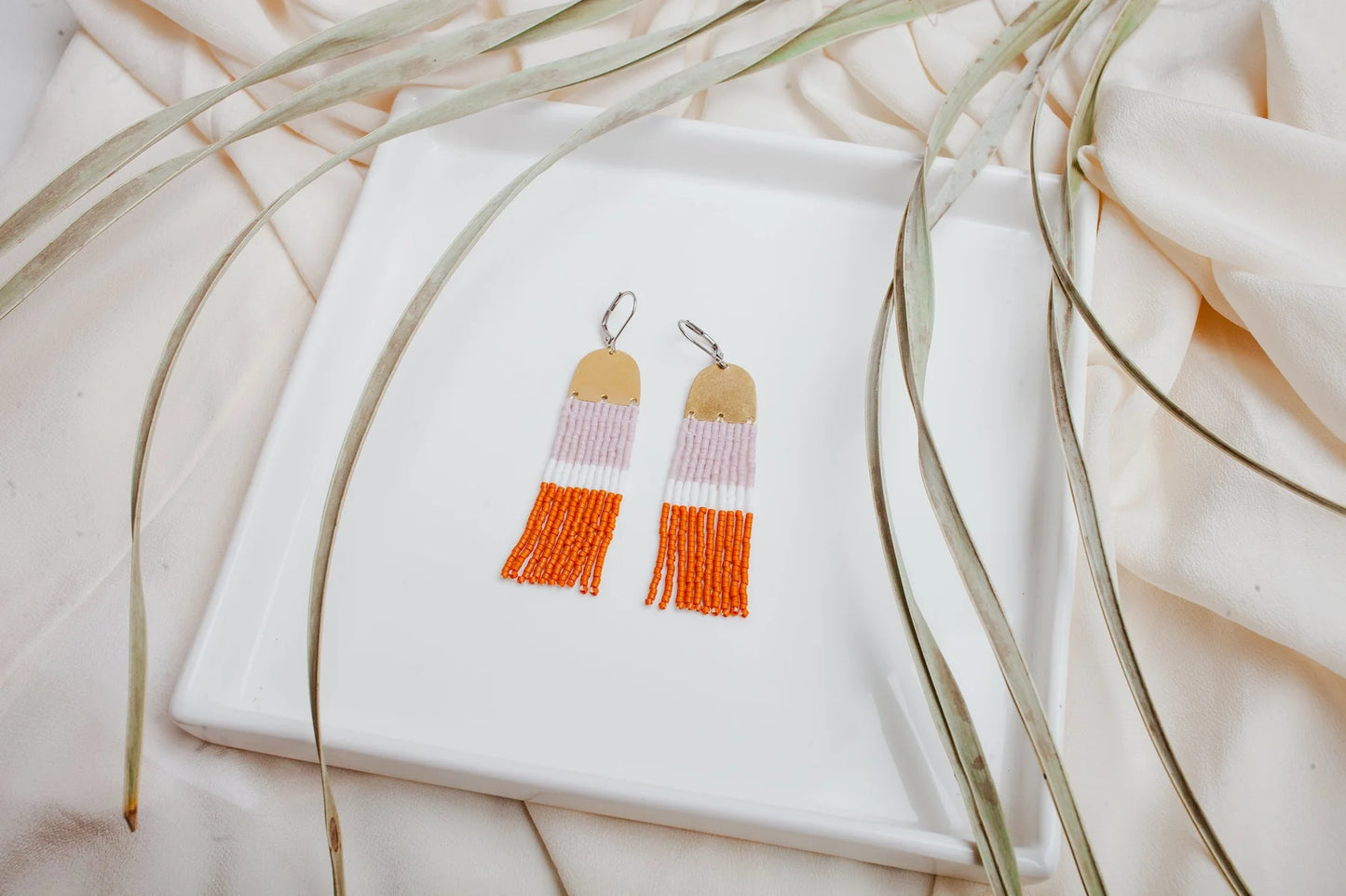 Colourblock Lavender Burnt Orange Earrings