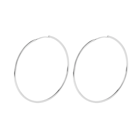 Keke Hoops Medium 1" Silver Earrings