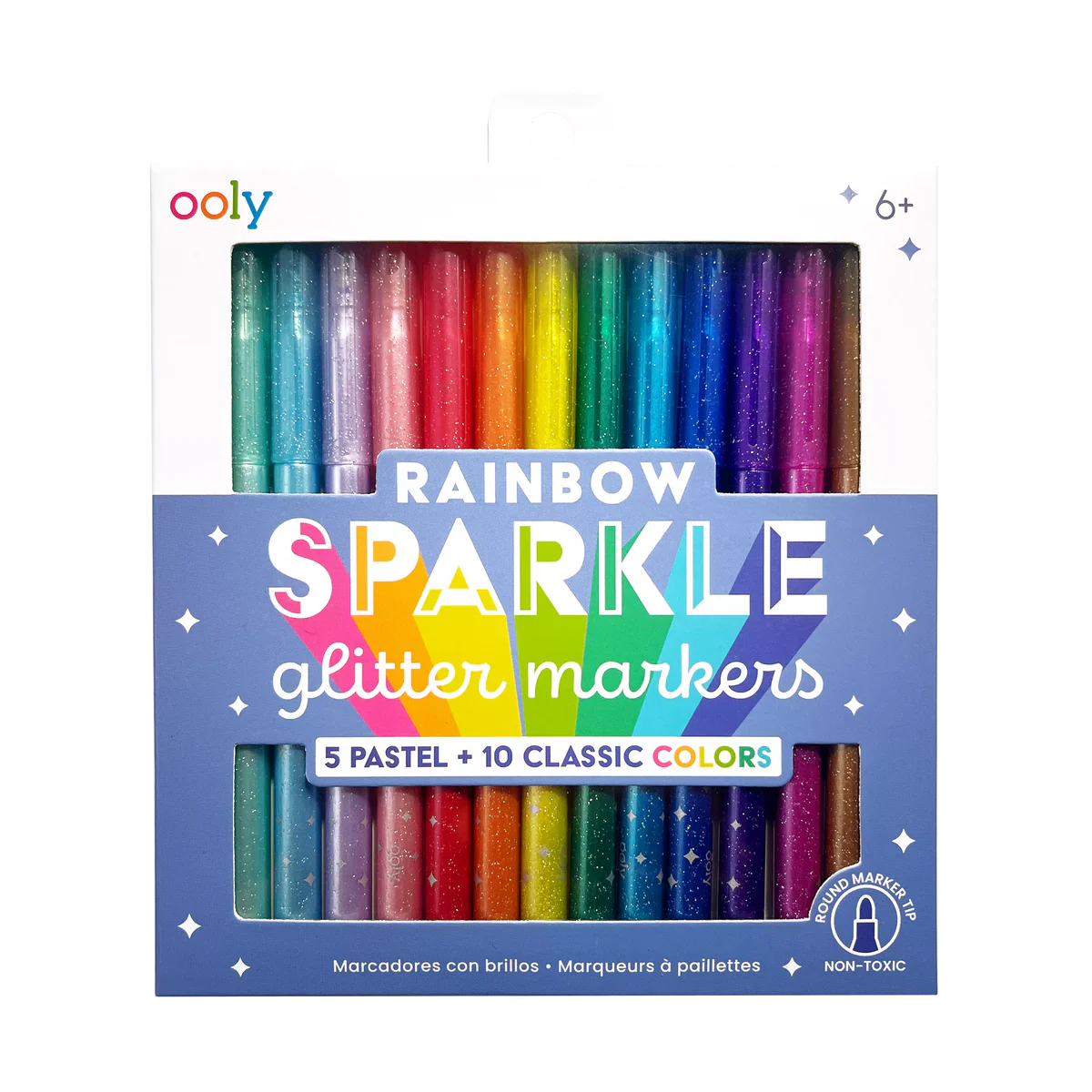 Rainbow Sparkle Glitter Markers Set of 15