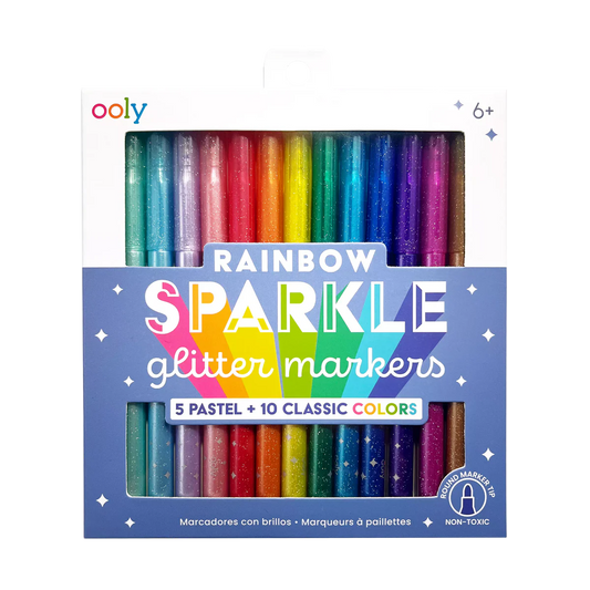 Rainbow Sparkle Glitter Markers Set of 15
