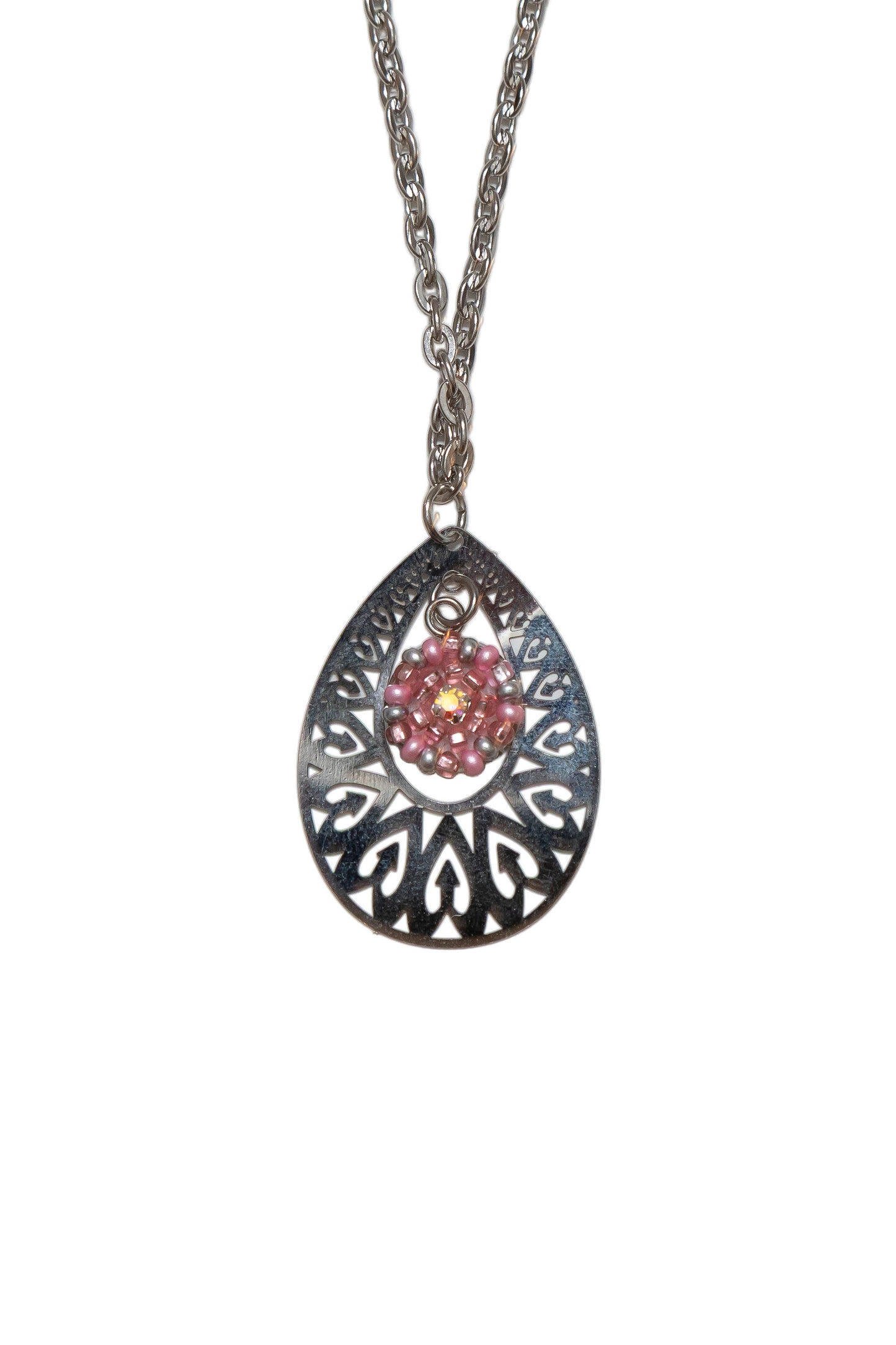 Helen Oro Designs Crystal Filagree Teardrop Necklace