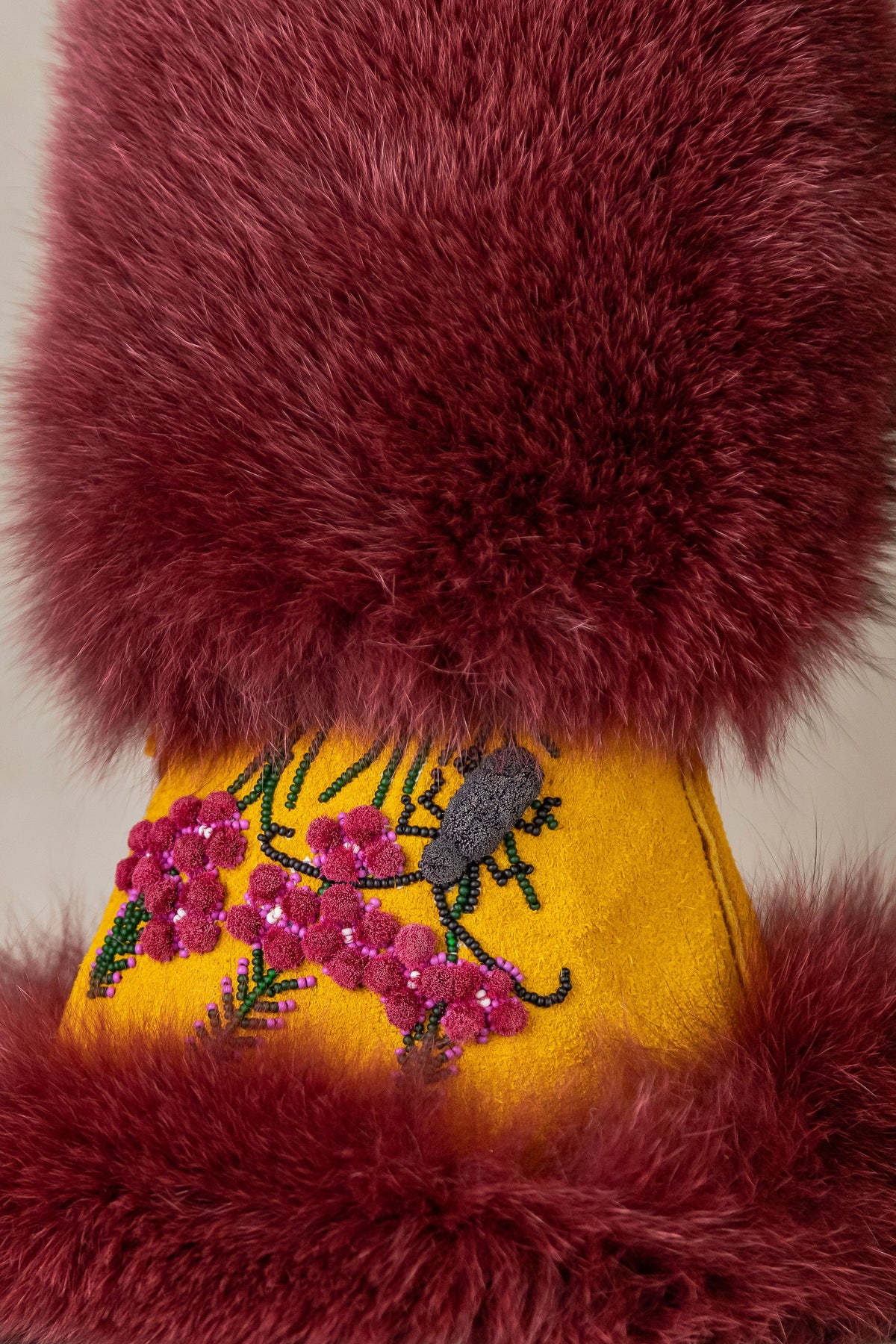 Beaded Mittens Fireweed and Spruce Bug Small