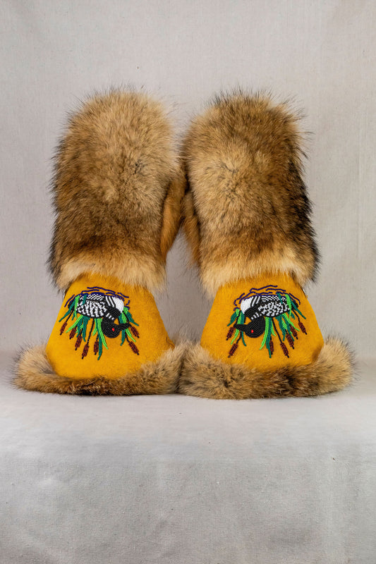 Beaded Mittens Beaded Loons Large