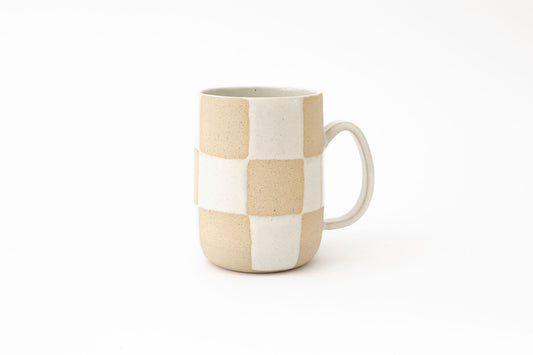 Beige Basement Checkered Mug