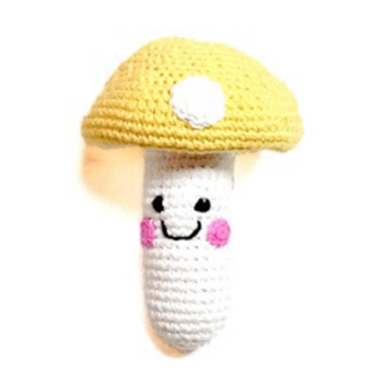 Whimsical Yellow Mushroom Rattle – Baby Gift-Ready Plush Toy