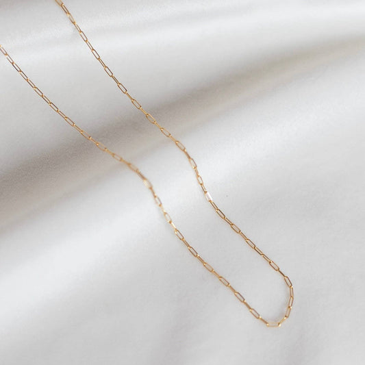 Charlotte Solid Gold Paperclip Chain: 18"