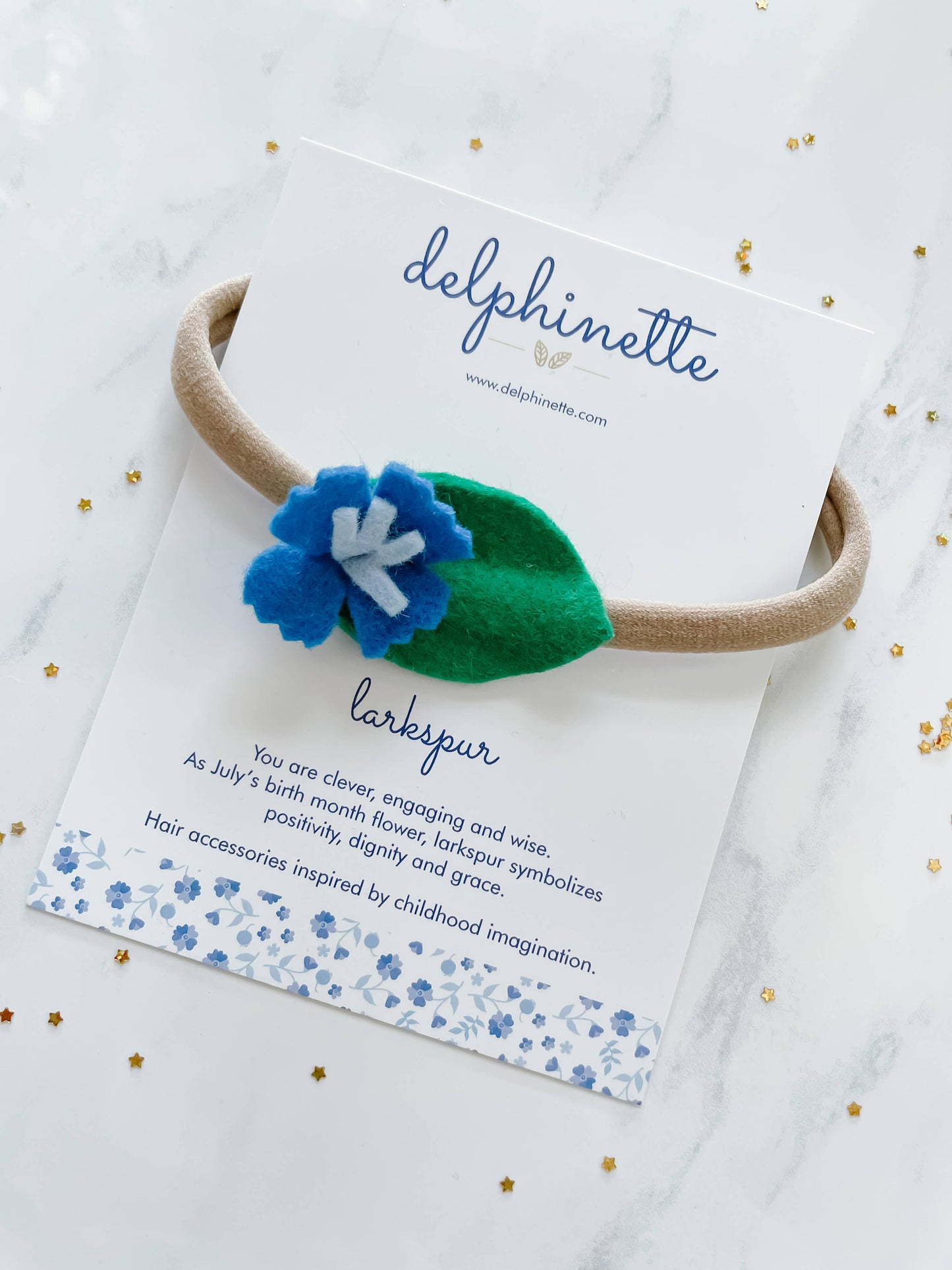 Blue Larkspur Baby Headband