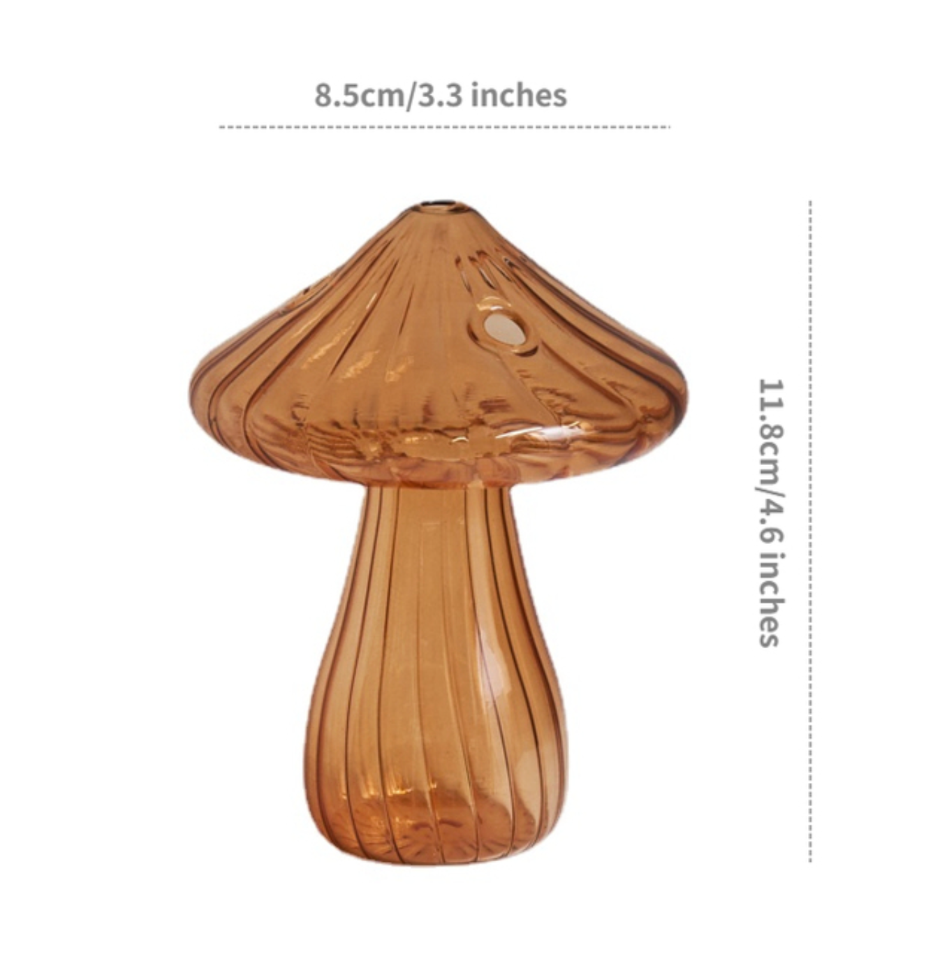 Mini Glass Mushroom Bud Vase: Light Brown