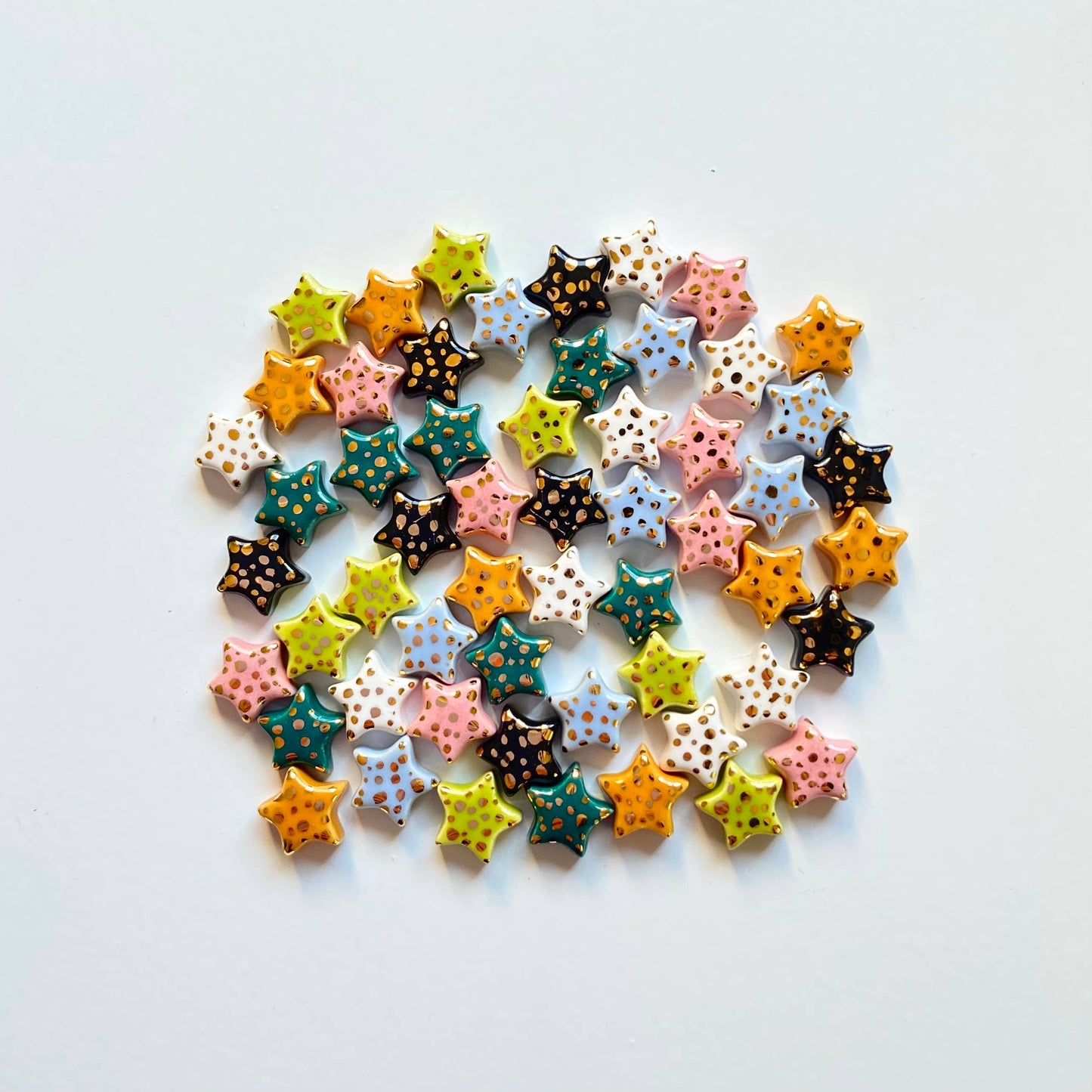 Star Ceramic Gold Polka Dot Stud Earrings: Mustard